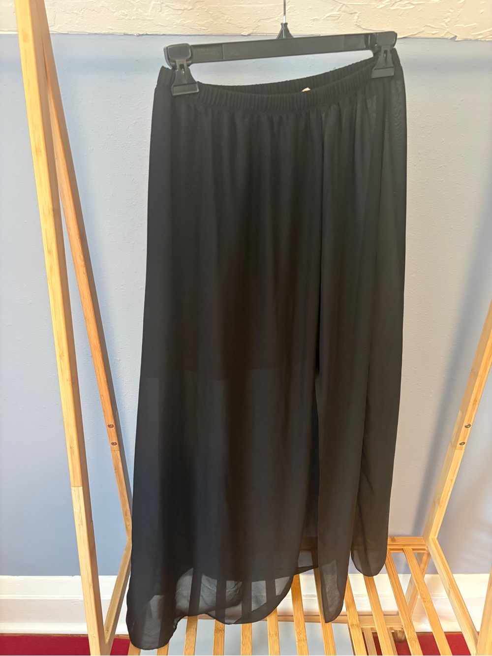 Soprano Black Sheer Layered Elastic Waist Maxi Skirt